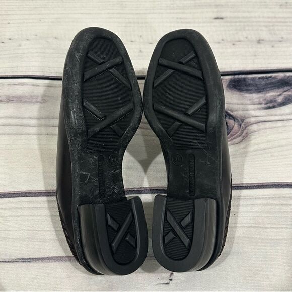 Cole Haan Womens Shoes Black Leather Mules Slides Brown Rope Edging Sz 6 - Picture 7 of 9